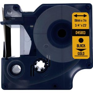 DULA Dymo D1 45813 Compatible label tape - 1 lettertape - Zwart op goud - 19mm x 7m