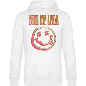 Nirvana Coloured Logo Trui met capuchon wit XL Katoen - Band merch, Bands