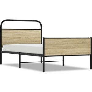 vidaXL - Bedframe - zonder - matras - bewerkt - hout - sonoma - eikenkleur - 100x190cm