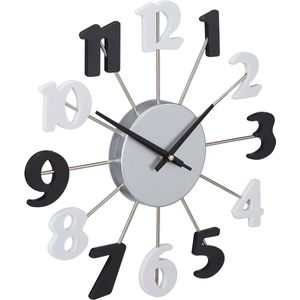 wandklok - Ø 35 cm - open design - met secondewijzer - zwart-wit