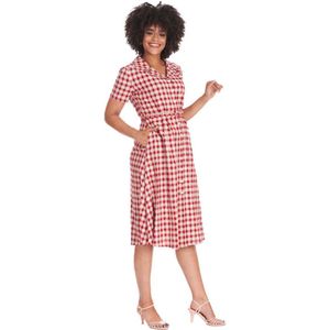 Banned - Cherry Check Flare jurk - XS - Rood