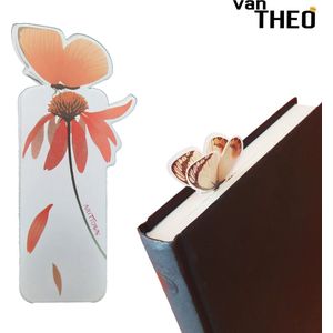 van Theo® Boekenlegger Vlinder & Bloem – Bladwijzer - Bookmark – Kaartje – Goudsbloem - Kleine Cadeautjes