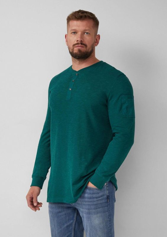 T-shirt - Casual-Shirt - Langarmshirt - Henley-Ausschnitt