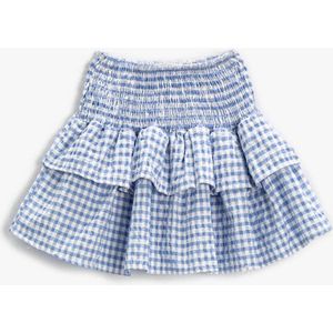 Koton Gegolfde rok Minirok met ruches, geruit, elastische taille.