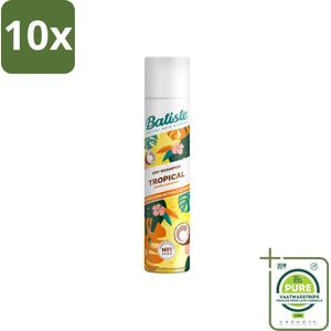 10 x Batiste - Tropical - Droogshampoo - Tropische Geur - Verfrist en Stylet - 200ml - Grootverpakking - Droogshampoo - Tropical Geur - Kokos - Exotische Geur - Fris Haar