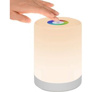 Touch Dimbare LED Smart Nachtlamp - Draagbaar en Oplaadbaar - Kleurverandering 256 RGB (Warm Wit)