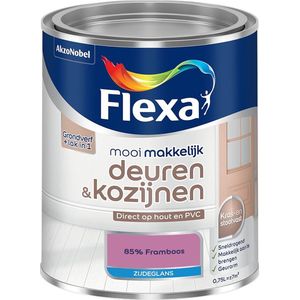 Flexa - Mooi Makkelijk Deuren & Kozijnen Zijdeglans - Muurverf - 85% Framboos - Mengverf - 0.75 Liter