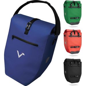 Valkental - ValkBasic 28L - Blauw - Grote en waterdichte bagagedragertas - fietstas voor bagagedrager met reflectoren