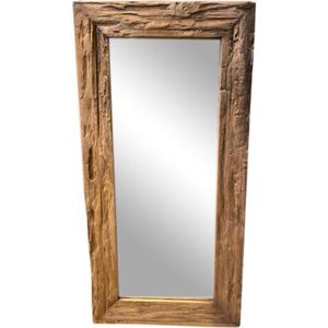 Meubelplaats Teak Spiegel 180x80 cm - Ruw Oud Teakhout - Robuust Design - Houten lijst