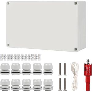 Aftakdoos waterdicht voor buiten wit vierkante IP66 200 x 120 x 55 mm - kabelgat 6-12 mm - installatie in - content nodig .