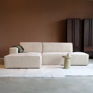 Hoekbank Enzo beige loungebank 280cm polyester bankstel links