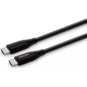PHILIPS DLC5206C/00 Oplaadkabel - USB C naar USB C - 2 M lang - Geweven - USB 3.0 - Zwart
