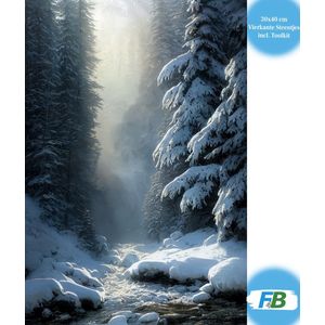 F4B Sneeuw Landschap Diamond Painting 30x40 cm | Vierkante Steentjes | Landschappen | Natuur | Sneeuw | Winter | Kerst | Volledig Dekkend | Diamond Painting Pakket Volwassenen