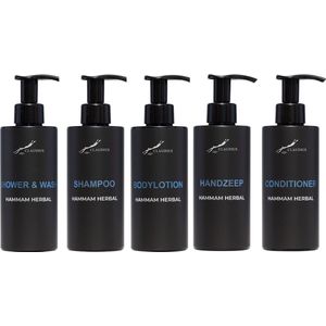 Compleet pakket Hammam Herbal - Shower & Wash + Shampoo + Bodylotion + Handzeep + Conditioner - 300 ml per fles - complete set van 5 stuks - bodycare - luxe fles - Cadeau