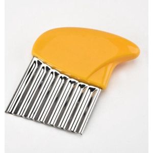 multifunctionele groenten slicer - Kartelmes - Frietsnijder - Golvend mes - geel