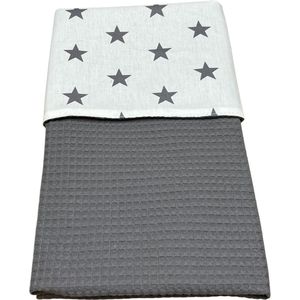 baby deken kinderwagen deken wieg deken antraciet grijs grote sterren 60 x 90 cm