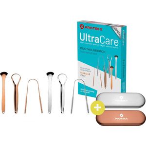 PROTEKX Ultracare - Tongschrapers - Duopack Rosé goud en zilver - Inclusief 2 opbergcases - Special Edition