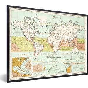 Fotolijst incl. Poster - Oude meteorologische wereldkaart - 40x30 cm - Posterlijst