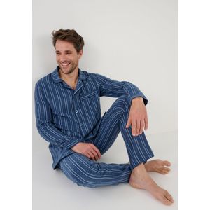 Damart - Pyjamahemd geborsteld flanel zuiver katoen - Heren - Blauw - L