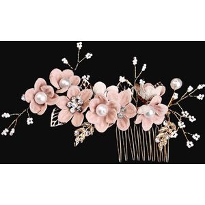 Bridesmaids Hair Accessories, Wedding Hair Side Combs Bridal Hairpieces Floral Hairpins for Women Wedding Hair Accessories for Women Girls(Pink)