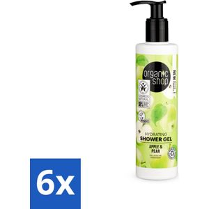 Organic Shop - Douchegel Apple & Pear - Verfrissend en Hydraterend - 280 ml - Voordeelverpakking - 6 stuks