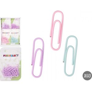 60 x Kleine Paperclips Paperclip - Kantoor - School - Thuis - Paper Clips - Pastelkleur - Assorti - Paars - Roze of Groen