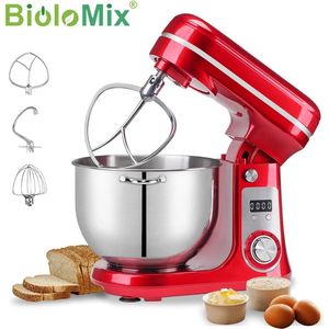 TwindleShop® BioloMix - Keukenmachines - Keukenrobot - Keukenmixer Staand Met Mengkom - Inhoud Kom 6 Liter - 1200 W - Rood - 25.8 x 32 x 35 cm (l x b x h)