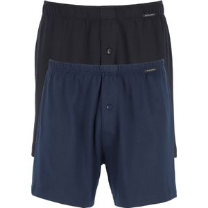 SCHIESSER Cotton Essentials boxershorts wijd (2-pack) - tricot - zwart en donkerblauw - Maat: 4XL