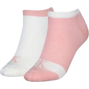 Calvin Klein 701230600 Korte Sokken 2 Eenheden Wit,Roze EU 39-42 Vrouw