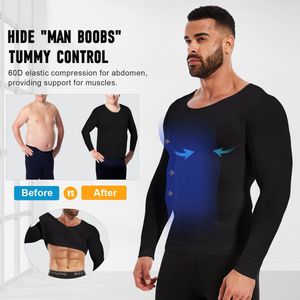 MEETYOO Corrigerend Shirt Mannen Shapewear Hemd Corrigerend Hemd Mannen - Body Buik Shapewear Shirt - Slim Waist Shaper - Mode - Body Shaper - Naadloos-zwart-S