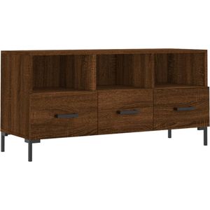 vidaXL Tv-meubel 102x36x50 cm bruin eikenhout Televisiekast - Tv Kast - Houten Tv Kast - Bruine Eiken Tv Kast - Tv Meubel