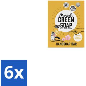 6 x Marcel's Green Soap - Handzeep Bar - Vanille & Cherry Blossom - Krachtige werking - 90 gr - Handzeep - Biologische Zeep - Plasticvrije Zeep - Vegan Zeep - Natuurlijke Zeep
