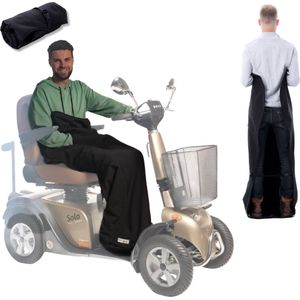 Belieff Scootmobiel Deken - Beenkleed Scootmobiel - Voetenzak - Scootmobielaccessoires - Wind- en Waterdicht - Fleece - Flexibele Onderlaag - Zwart - Medium