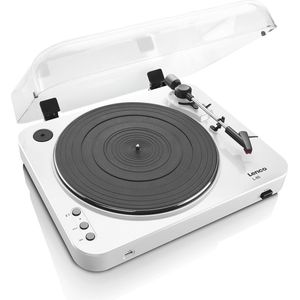 Draaitafel met Riemaandrijving - Semi-Automatisch, Wit - 33/45 RPM, MP3 Compatible