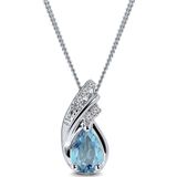 Miore - Hemelsblauw Topaas Ketting Dames - Conflictvrije Edelstenen - 9 Karaat - Kleur Witgoud