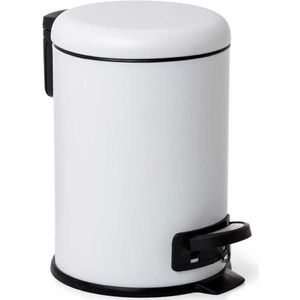 TATAY - Afvalemmer - Wit - 3L - Roestvrij Staal - Met Pedaal - Uitneembare Binnenkant