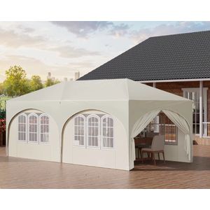 Waterdichte Outdoor Tent 3x6 - Gazebo/Partytent voor Camping en Garden Party, Metalen Frame, Spiraalbuizen, Eenvoudige Montage, Beige