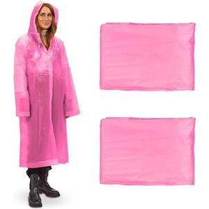 Set van 2 regenponcho's - capuchon en mouwen - herbruikbaar - licht roze - waterdicht