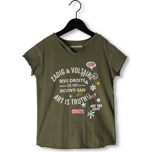 Zadig & Voltaire X15379 Tops & T-shirts Meisjes - Shirt - Groen - Maat 116