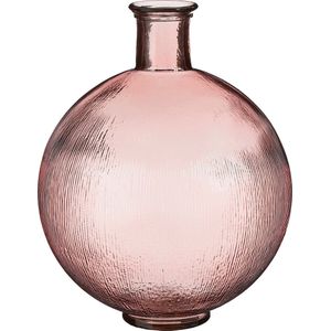 Mica Decorations Firenza Fles Vaas - H42 x Ø34 cm - Gerecycled Glas - Lichtroze