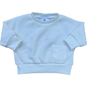 Sweater - Trui - Wafel - Wit - Joy Fits - Maat 62 - Katoen
