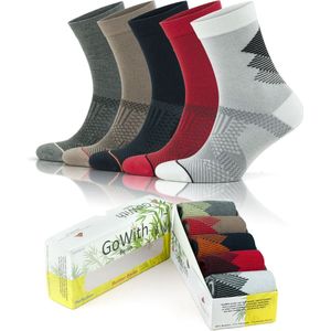 GoWith-bamboe crew sokken-5 paar-sport sokken-naadloze sokken-hardloop sokken-sokken heren en dames-cadeau sokken-40-44
