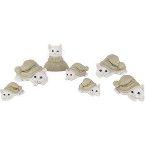 J-Line figuur Kat - polyresin - groen/wit