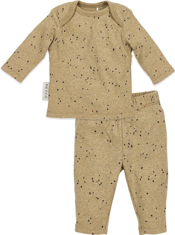 Meyco Baby Rib Mini Spot Pyjama - Toffee Melange - 50/56