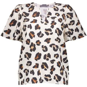 Geisha T-shirt T Shirt Met Korte Mouwen En Print 53476 20 000010 Off-white/camel/black Dames Maat - XS