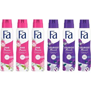 FA Deo Spray - Pink Passion & Luxurious Moments Voordeelverpakking 6 x 150 ml