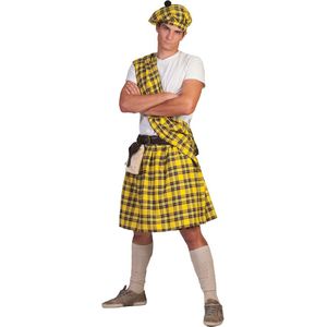Funny Fashion - Landen Thema Kostuum - Gele Schotse Highlander Tartan - Man - Geel - One Size - Carnavalskleding - Verkleedkleding