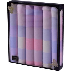 Dames Zakdoek – 100% katoen – Afgewerkt met Satijnen boord - Mooie Pastel kleur – 30x30 cm – Doosje van 6 stuks – Geschenkverpakking