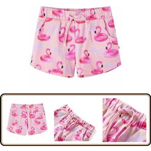 Lichtroze kindershorts met flamingo print - maat 140 Kinderkleding - Meisjeskleding - Shorts - Kindershorts - Zomerkleding