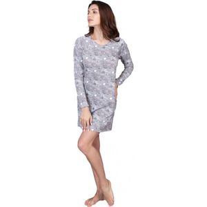 Leinle- zeer comfortabel nachthemd met lange mouwen- grijs S